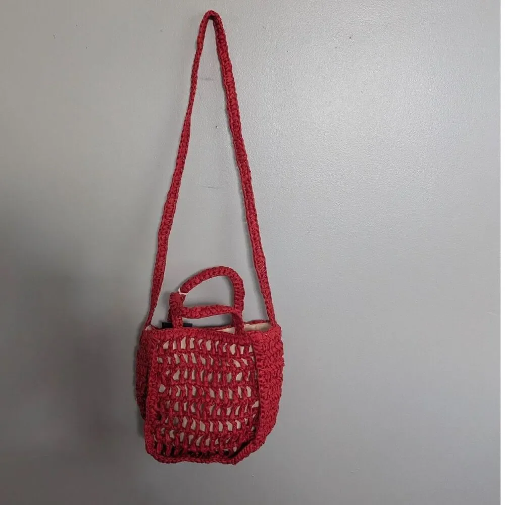 Universal Thread Red Crochet Crossbody Bag NWT